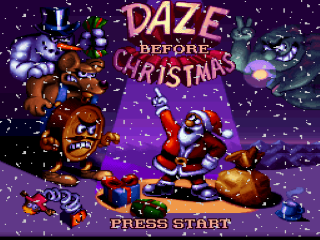 Daze Before Christmas title screen for Super Nintendo